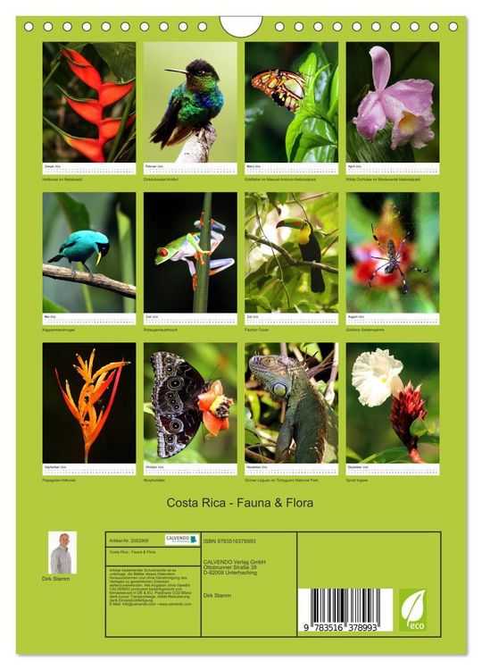 Produktbild: Costa Rica - Fauna & Flora (Wandkalender 2026 DIN A4 hoch), CALVENDO Monatskalender
