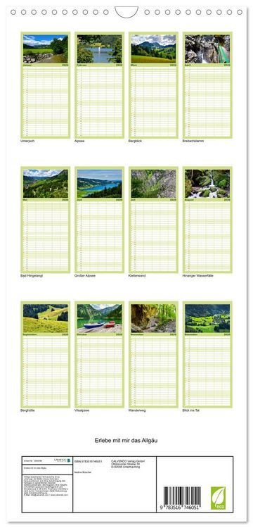 Produktbild: Familienplaner 2026 - Erlebe mit mir das Allg&auml;u mit 5 Spalten (Wandkalender, 21 x 45 cm) CALVENDO