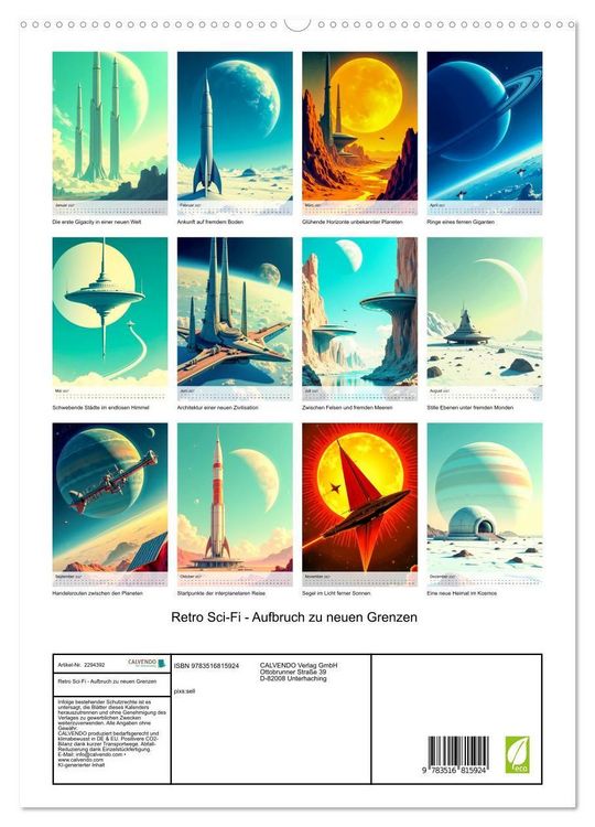 Produktbild: Retro Sci-Fi - Aufbruch zu neuen Grenzen (hochwertiger Premium Wandkalender 2027 DIN A2 hoch), Kunstdruck in Hochglanz