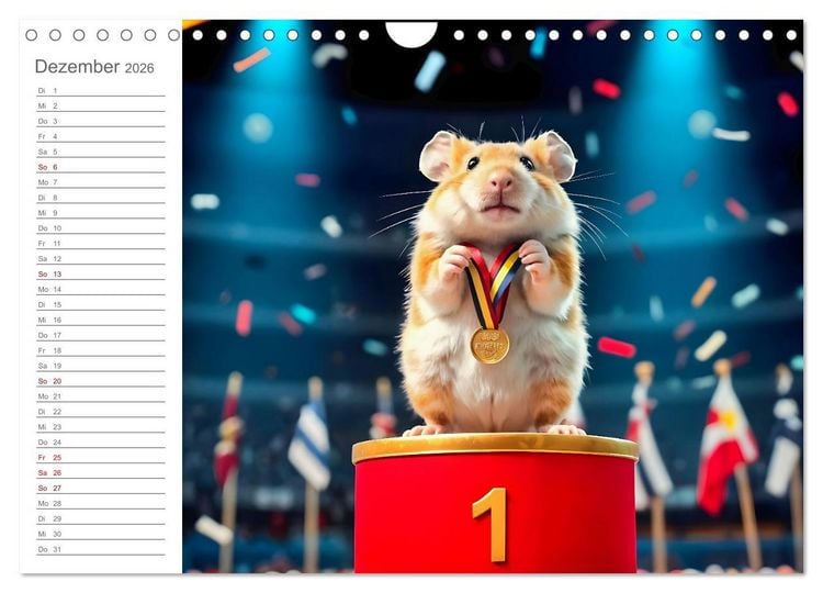 Produktbild: Hamster Olympiade - Der flauschigste Wettkampf des Jahres (Wandkalender 2026 DIN A4 quer), CALVENDO Monatskalender