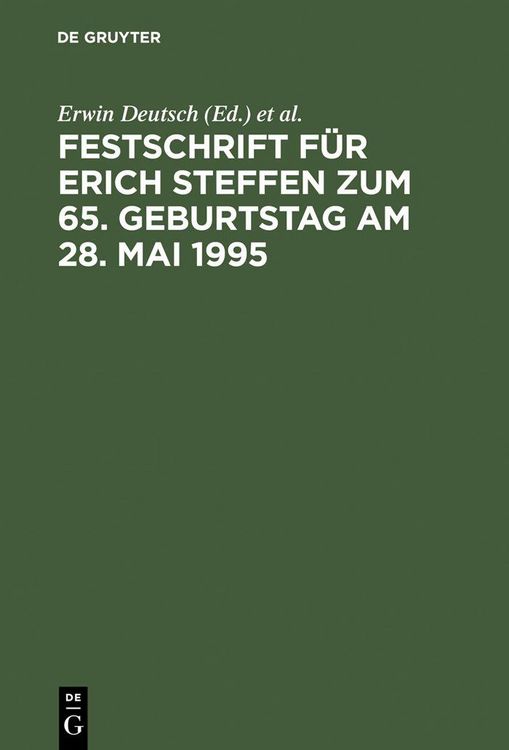Produktbild: Festschrift f&uuml;r Erich Steffen zum 65. Geburtstag am 28. Mai 1995