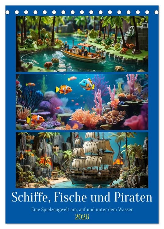 Produktbild: Schiffe, Fische und Piraten (Tischkalender 2026 DIN A5 hoch), CALVENDO Monatskalender