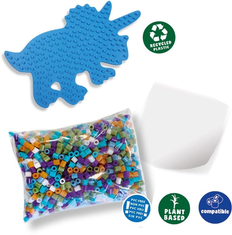 Produktbild: SES CREATIVE B&uuml;gelperlen GREEN BEEDZ Triceratops 1200 St&uuml;ck
