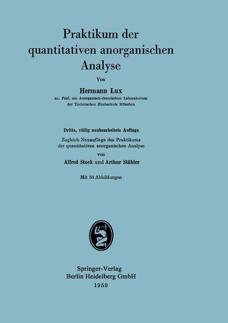Produktbild: Praktikum der quantitativen anorganischen Analyse