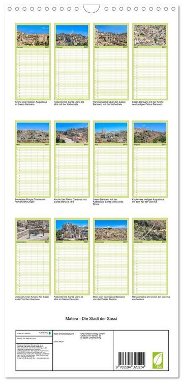 Produktbild: Familienplaner 2027 - Matera - Die Stadt der Sassi mit 5 Spalten (Wandkalender, 21 x 45 cm) CALVENDO