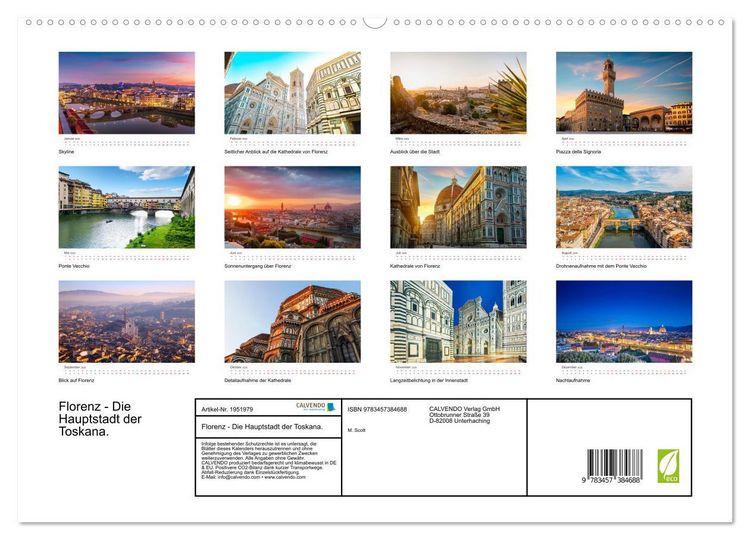 Produktbild: Florenz - Die Hauptstadt der Toskana. (hochwertiger Premium Wandkalender 2026 DIN A2 quer), Kunstdruck in Hochglanz