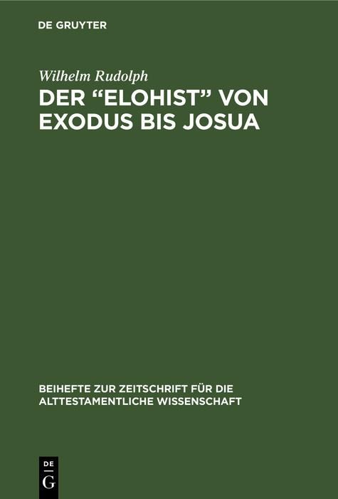 Produktbild: Der "Elohist" von Exodus bis Josua
