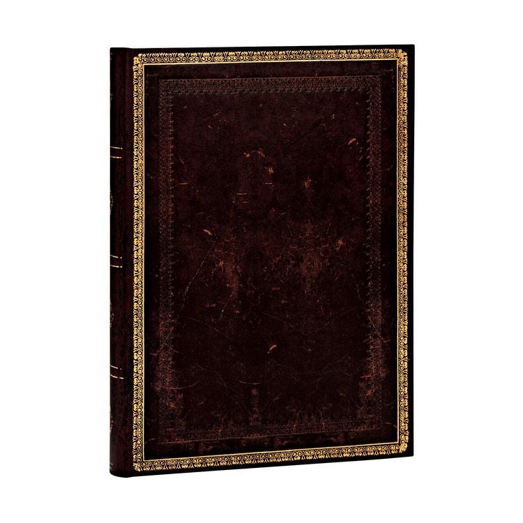 Produktbild: Hardcover Notizbuch Schwarzes Marokkoleder, Midi, Liniert