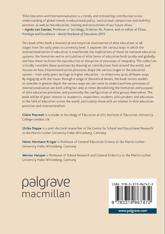 Produktbild: Elite Education and Internationalisation
