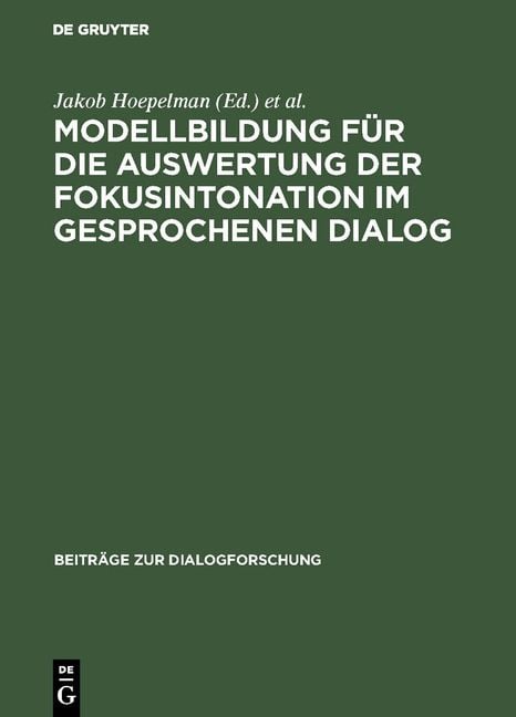 Produktbild: Modellbildung f&uuml;r die Auswertung der Fokusintonation im gesprochenen Dialog