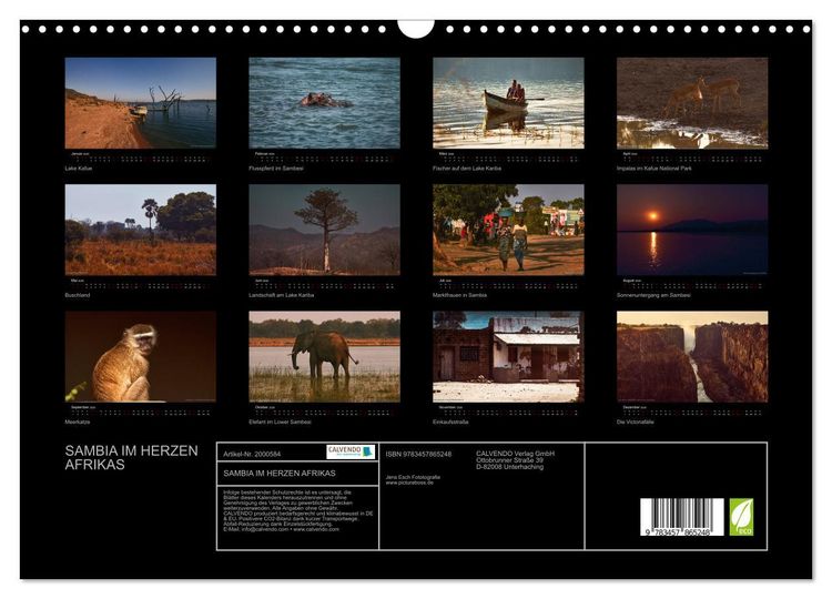 Produktbild: SAMBIA IM HERZEN AFRIKAS (Wandkalender 2026 DIN A3 quer), CALVENDO Monatskalender