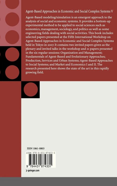 Produktbild: Agent-Based Approaches in Economic and Social Complex Systems V
