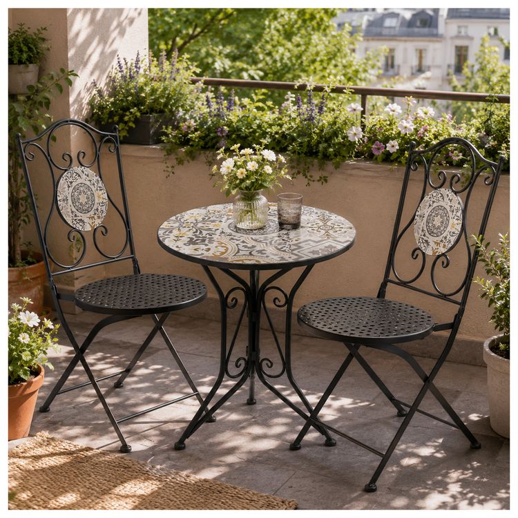 Produktbild: HTI-Living Gartenstuhl 2er-Set Metall Schwarz Algier Gartenstuhl 2er-Set Metall Schwarz Algier