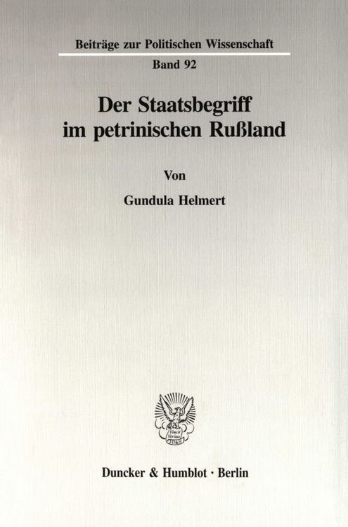 Produktbild: Der Staatsbegriff im petrinischen Ru&szlig;land.