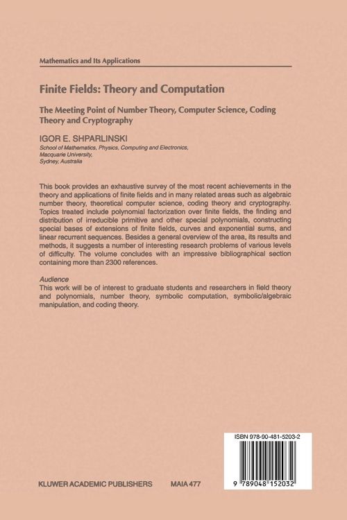 Produktbild: Finite Fields: Theory and Computation