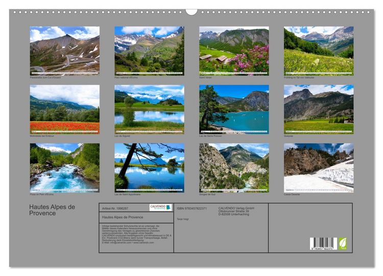Produktbild: Hautes Alpes de Provence (Wandkalender 2026 DIN A2 quer), CALVENDO Monatskalender