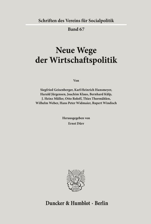 Produktbild: Neue Wege der Wirtschaftspolitik.