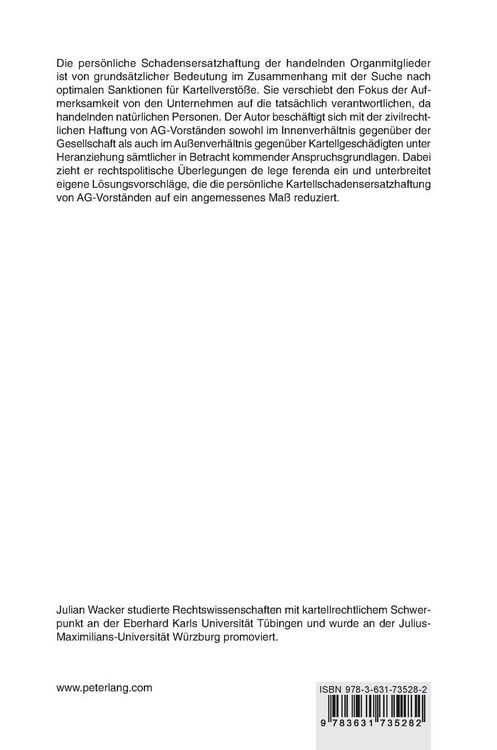 Produktbild: Pers&ouml;nliche Schadensersatzhaftung von Vorstandsmitgliedern einer Aktiengesellschaft f&uuml;r Kartellverst&ouml;&szlig;e