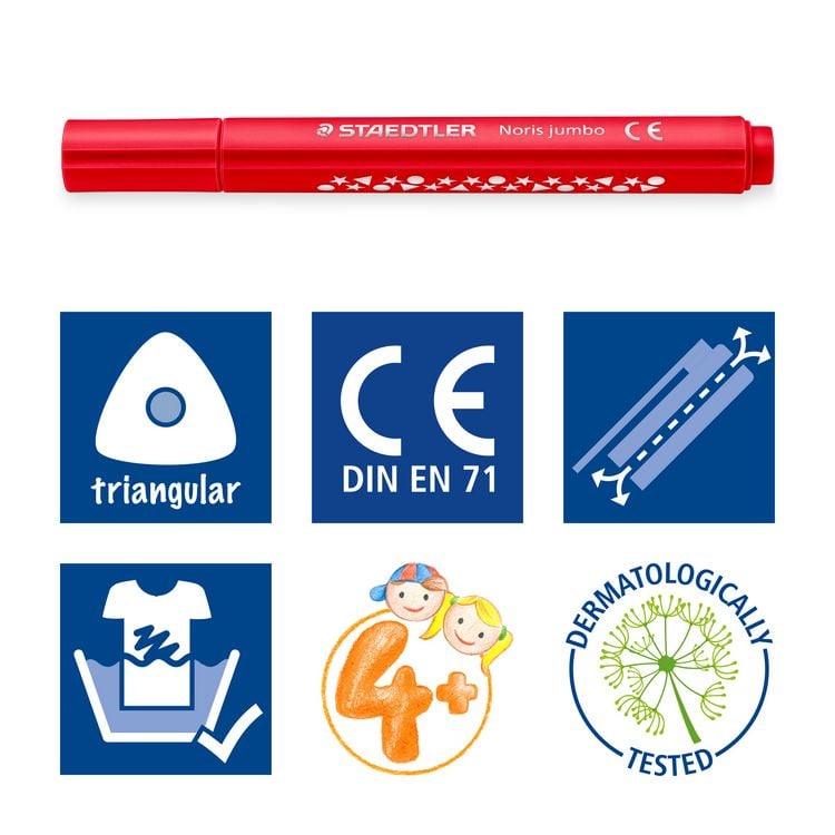 Produktbild: STAEDTLER Noris&reg; 328-B, 10 jumbo Fasermaler, jumbo Bleistift und Radierer, 328-B C10P