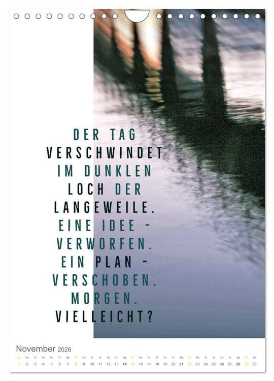 Produktbild: Tagesfarben - Poesie in Wort und Bild (Wandkalender 2026 DIN A4 hoch), CALVENDO Monatskalender