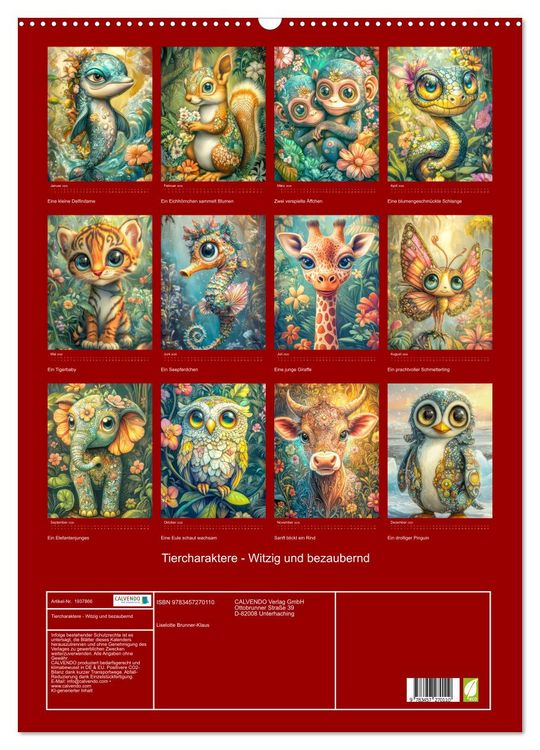 Produktbild: Tiercharaktere - Witzig und bezaubernd (Wandkalender 2026 DIN A2 hoch), CALVENDO Monatskalender