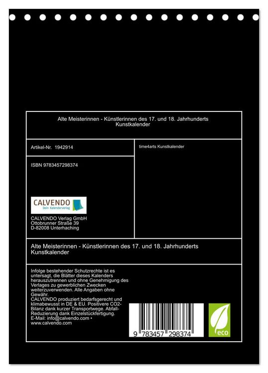 Produktbild: Alte Meisterinnen - K&uuml;nstlerinnen des 17. und 18. Jahrhunderts Kunstkalender (Tischkalender 2026 DIN A5 hoch), CALVENDO Monatskalender
