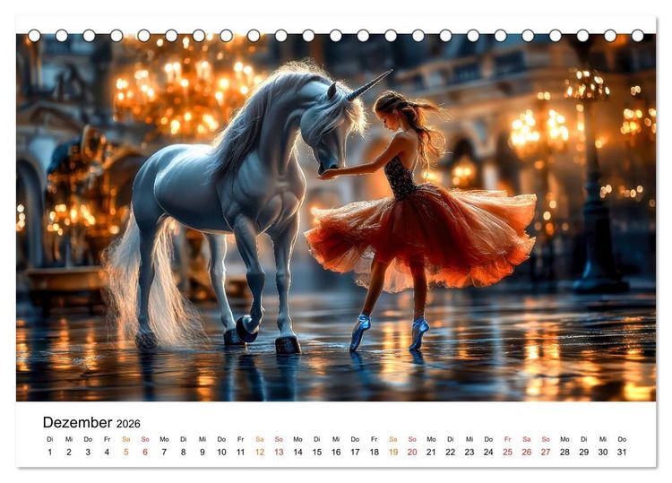 Produktbild: Einhorn-Welten - zwischen Fantasie und Wirklichkeit (Tischkalender 2026 DIN A5 quer), CALVENDO Monatskalender