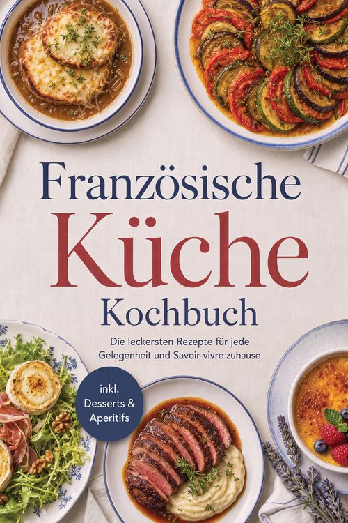 Produktbild: Franz&ouml;sische K&uuml;che Kochbuch: Die leckersten Rezepte f&uuml;r jede Gelegenheit und Savoir-vivre zuhause - inkl. Desserts & Aperitifs
