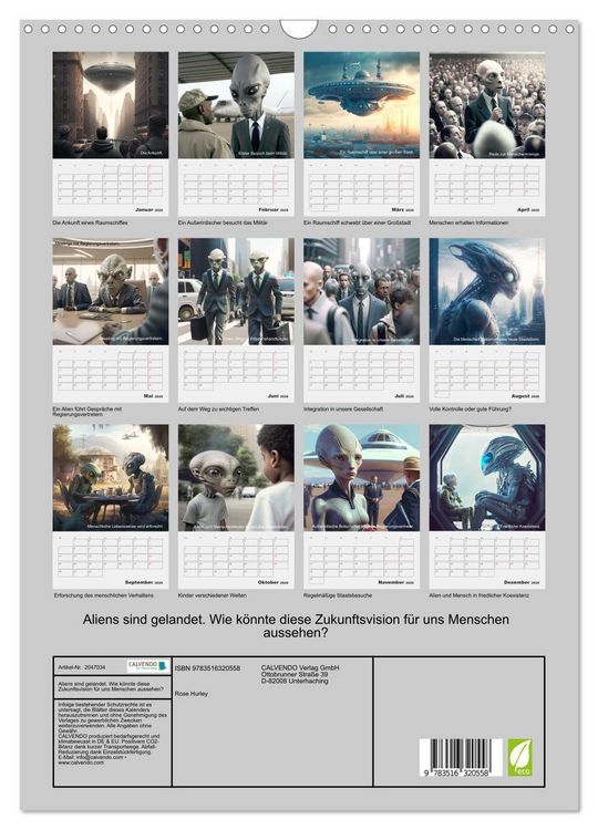 Produktbild: Aliens sind gelandet. Wie k&ouml;nnte diese Zukunftsvision f&uuml;r uns Menschen aussehen? (Wandkalender 2026 DIN A3 hoch), CALVENDO Monatskalender
