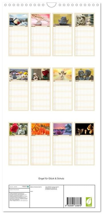Produktbild: Familienplaner 2027 - Engel f&uuml;r Gl&uuml;ck & Schutz mit 5 Spalten (Wandkalender, 21 x 45 cm) CALVENDO