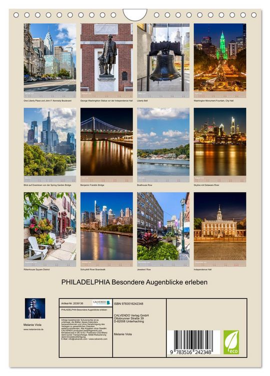 Produktbild: PHILADELPHIA Besondere Augenblicke erleben (Wandkalender 2026 DIN A4 hoch), CALVENDO Monatskalender