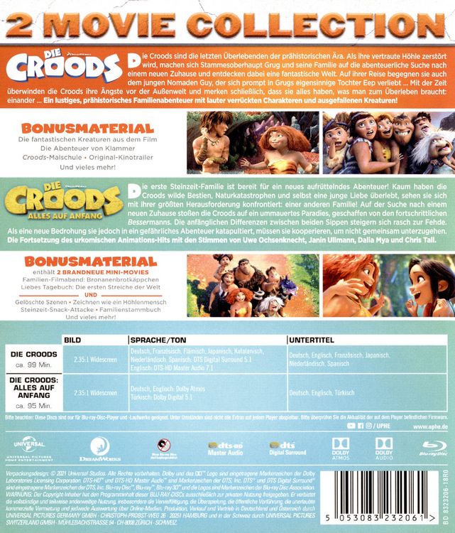 Produktbild: DIE CROODS 2 MOVIE COLLECTION Die Croods & Die Croods &ndash; Alles auf Anfang [2 BRs]