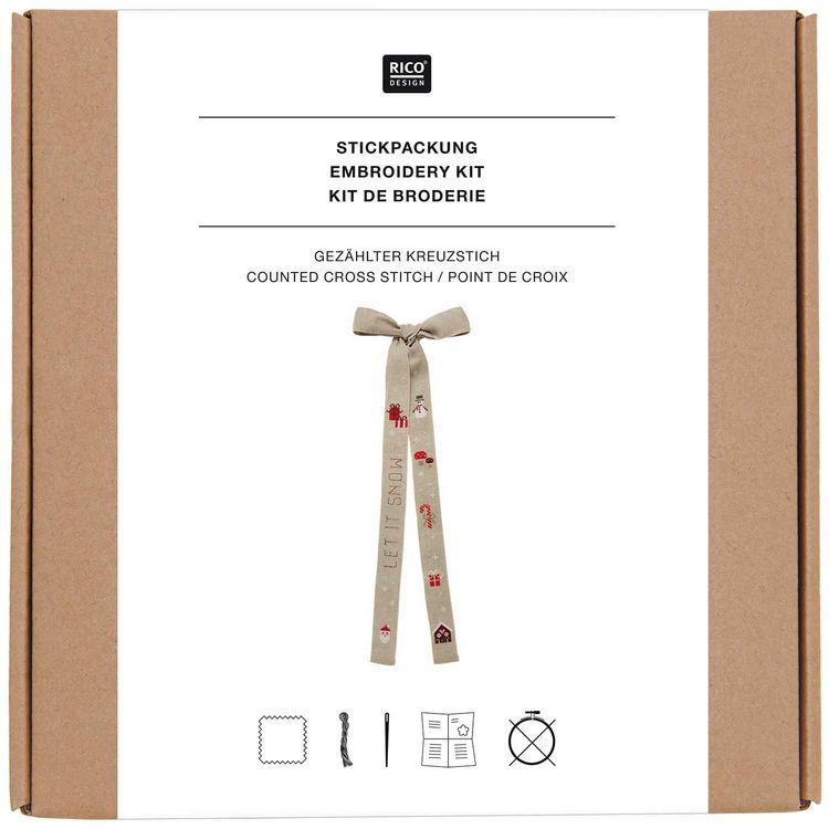 Produktbild: Stickpackung Gez&auml;hlter Kreuzstich, Schleife Let it Snow, 4x