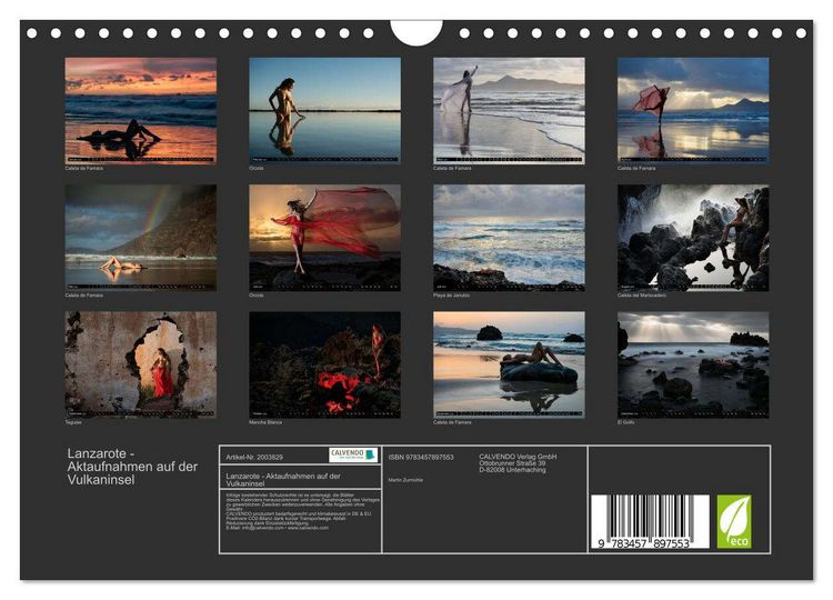 Produktbild: Lanzarote - Aktaufnahmen auf der Vulkaninsel (Wandkalender 2026 DIN A4 quer), CALVENDO Monatskalender