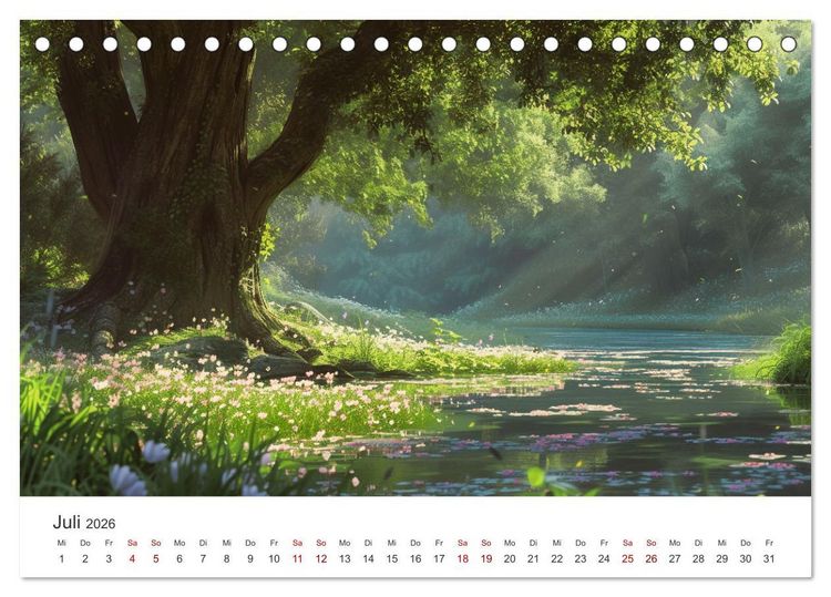 Produktbild: Anime - Welten: Eine Reise durch vertr&auml;umte Welten (Tischkalender 2026 DIN A5 quer), CALVENDO Monatskalender