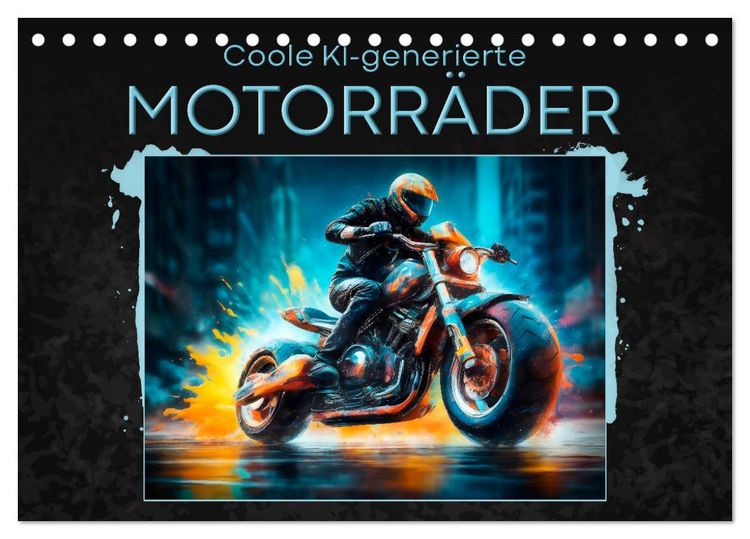 Produktbild: Coole KI-generierte MOTORR&Auml;DER (Tischkalender 2026 DIN A5 quer), CALVENDO Monatskalender