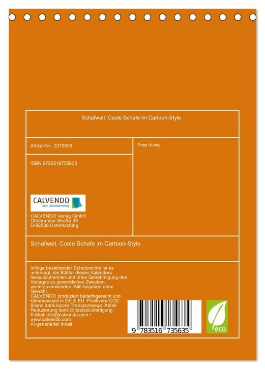 Produktbild: Schafwelt. Coole Schafe im Cartoon-Style (Tischkalender 2026 DIN A5 hoch), CALVENDO Monatskalender