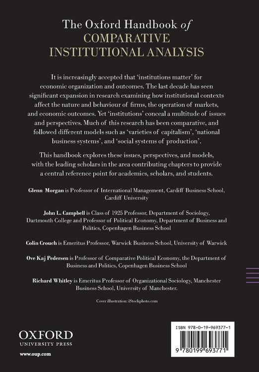 Produktbild: The Oxford Handbook of Comparative Institutional Analysis
