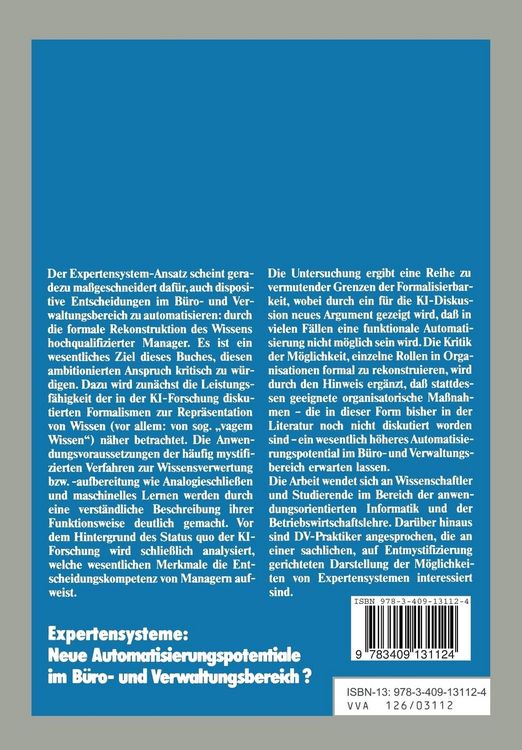Produktbild: Expertensysteme: Neue Automatisierungspotentiale im B&uuml;ro- und Verwaltungsbereich?