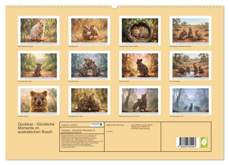 Produktbild: Quokkas - Gl&uuml;ckliche Momente im australischen Busch (hochwertiger Premium Wandkalender 2027 DIN A2 quer), Kunstdruck in Hochglanz