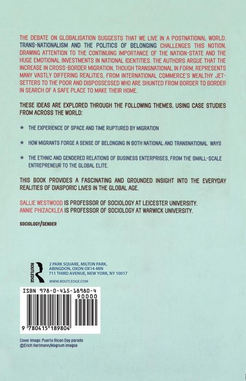 Produktbild: Trans-Nationalism and the Politics of Belonging
