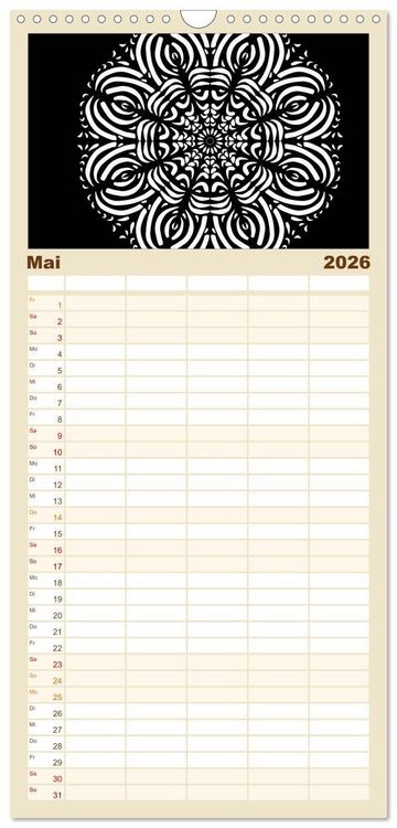 Produktbild: Familienplaner 2026 - Entspannung und Ruhe durch Mandalas mit 5 Spalten (Wandkalender, 21 x 45 cm) CALVENDO