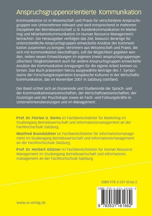 Produktbild: Anspruchsgruppenorientierte Kommunikation