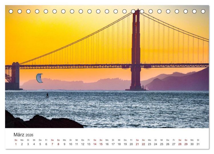 Produktbild: Golden Gate Bridge - Das ber&uuml;hmte Wahrzeichen von San Francisco. (Tischkalender 2026 DIN A5 quer), CALVENDO Monatskalender