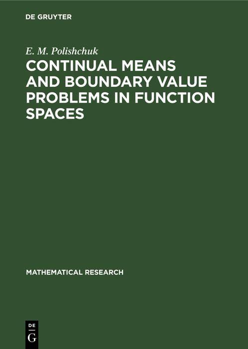 Produktbild: Continual Means and Boundary Value Problems in Function Spaces