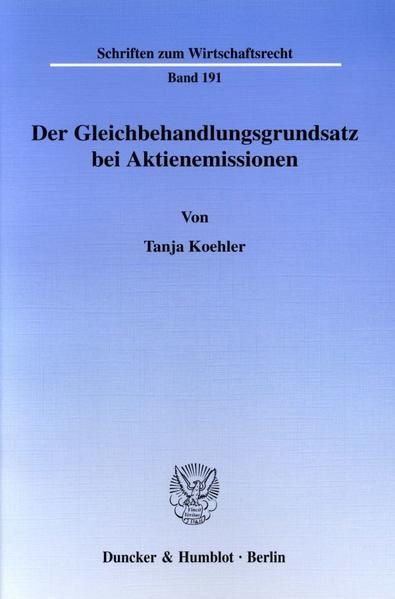 Produktbild: Der Gleichbehandlungsgrundsatz bei Aktienemissionen.