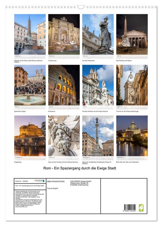 Produktbild: Rom - Ein Spaziergang durch die Ewige Stadt (Wandkalender 2026 DIN A2 hoch), CALVENDO Monatskalender