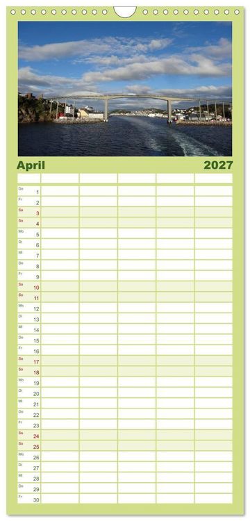 Produktbild: Familienplaner 2027 - Impressionen von Norwegen entlang der Hurtigruten mit 5 Spalten (Wandkalender, 21 x 45 cm) CALVENDO
