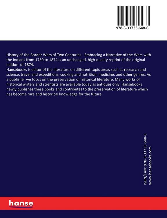 Produktbild: History of the Border Wars of Two Centuries