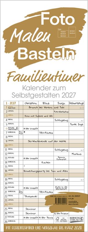 Produktbild: Foto-Malen-Basteln Familientimer gold 2027